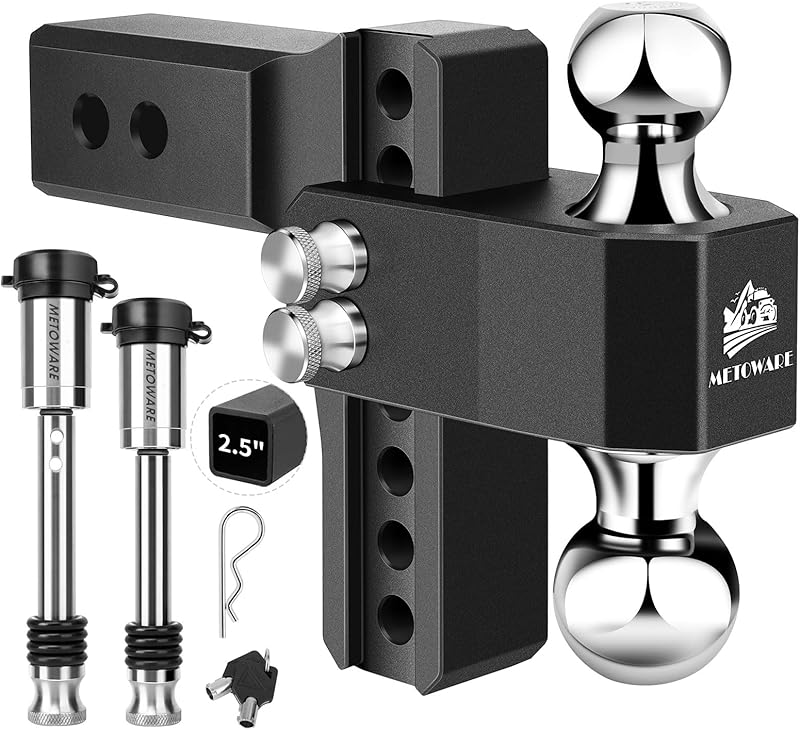 METOWARE Adjustable Trailer Hitch Stainless (Black)